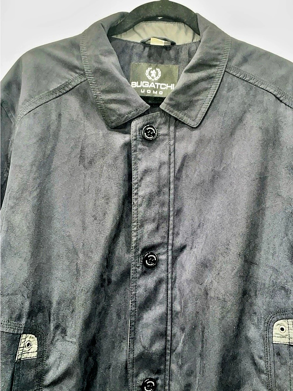 Bugatchi Men's Polyester Plaid Lined Jacket Size Large Navi Blue